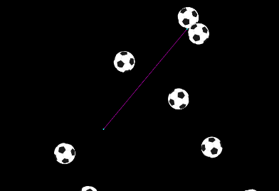 Soccer balls bouncing off ramp